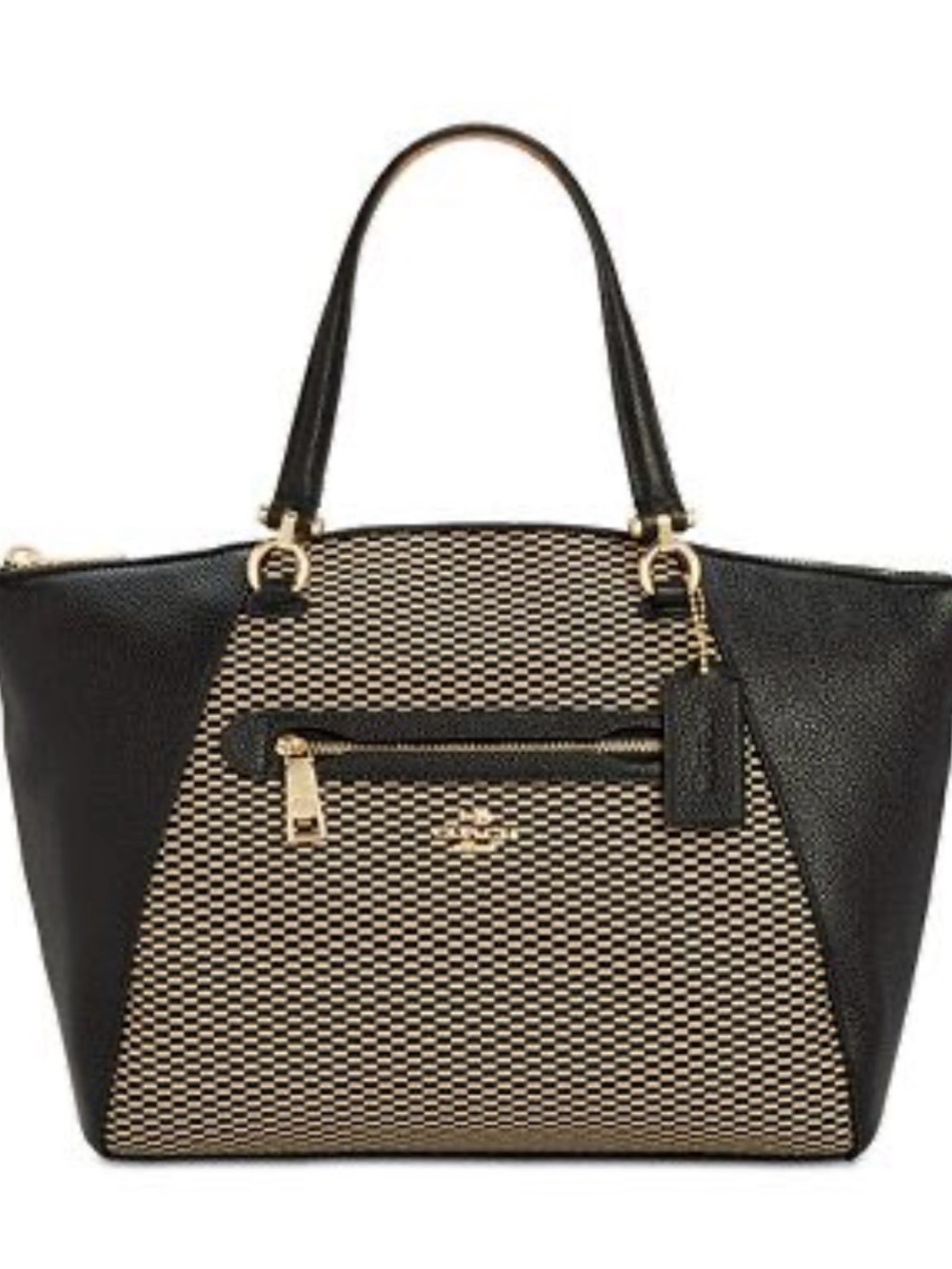 Coach Black Tote with Gold Woven Front Panel